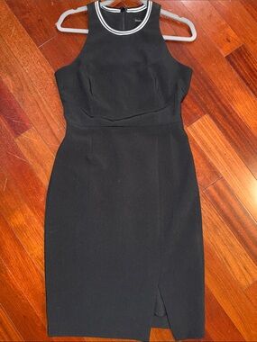 Banana Republic Black Midi Sheath Dress with White Neck Trim